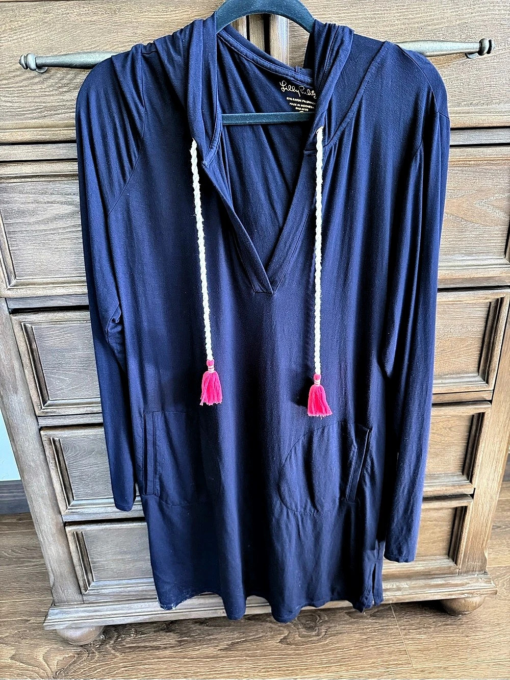 Lilly Pulitzer Rylie Hooded Cover-Up Dress Blue Tunic